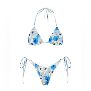 Triangl Swimwear Blue and White Floral Bikini